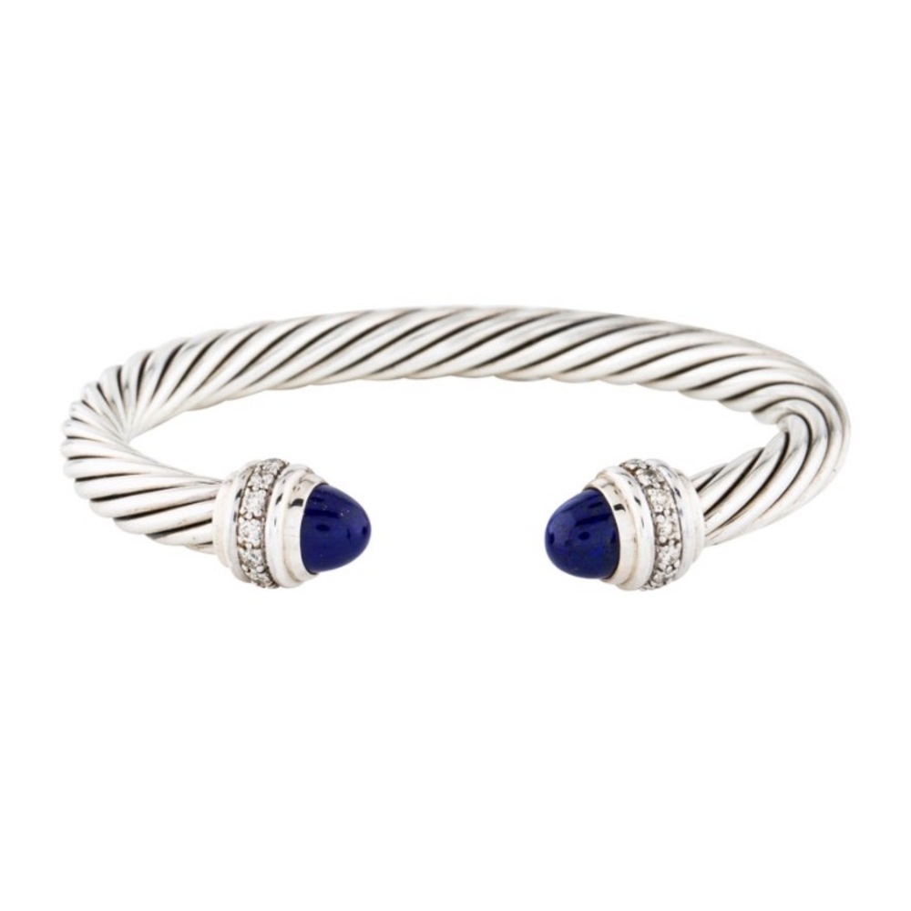 [david yurman] lapis/diamond cable bracelet